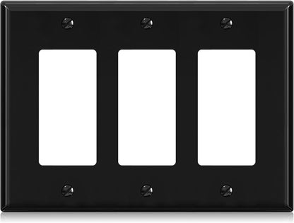 ELEGRP 3-Gang Decorative Wall Plates, Mid-Size 4.88" H x 6.75" L Unbreakable Thermoplastic