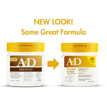 A+D Original Diaper Rash Ointment, Prevents & Protects Diaper Rash, Moisturizes & Heals Dry Skin