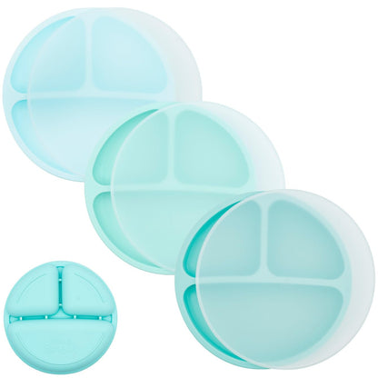 WeeSprout Silicone Divided Plates (With Lids), 100% Food Grade Silicone Divided Plates for Toddlers
