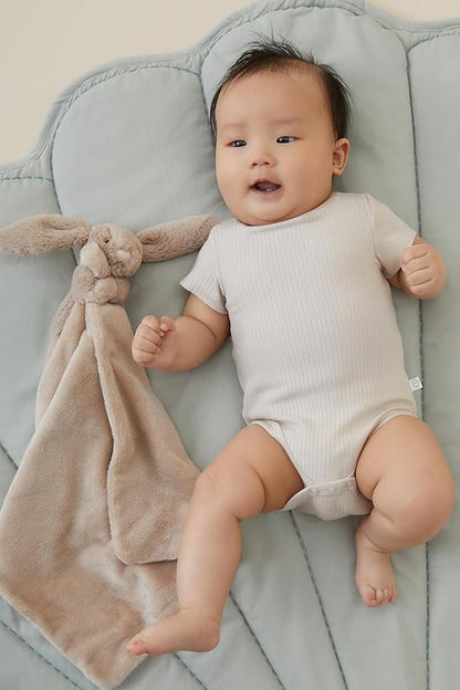 MORI Baby Ribbed Short Sleeve Bodysuit with Envelope Neck and Nickel Free Poppers - Unisex Toddler