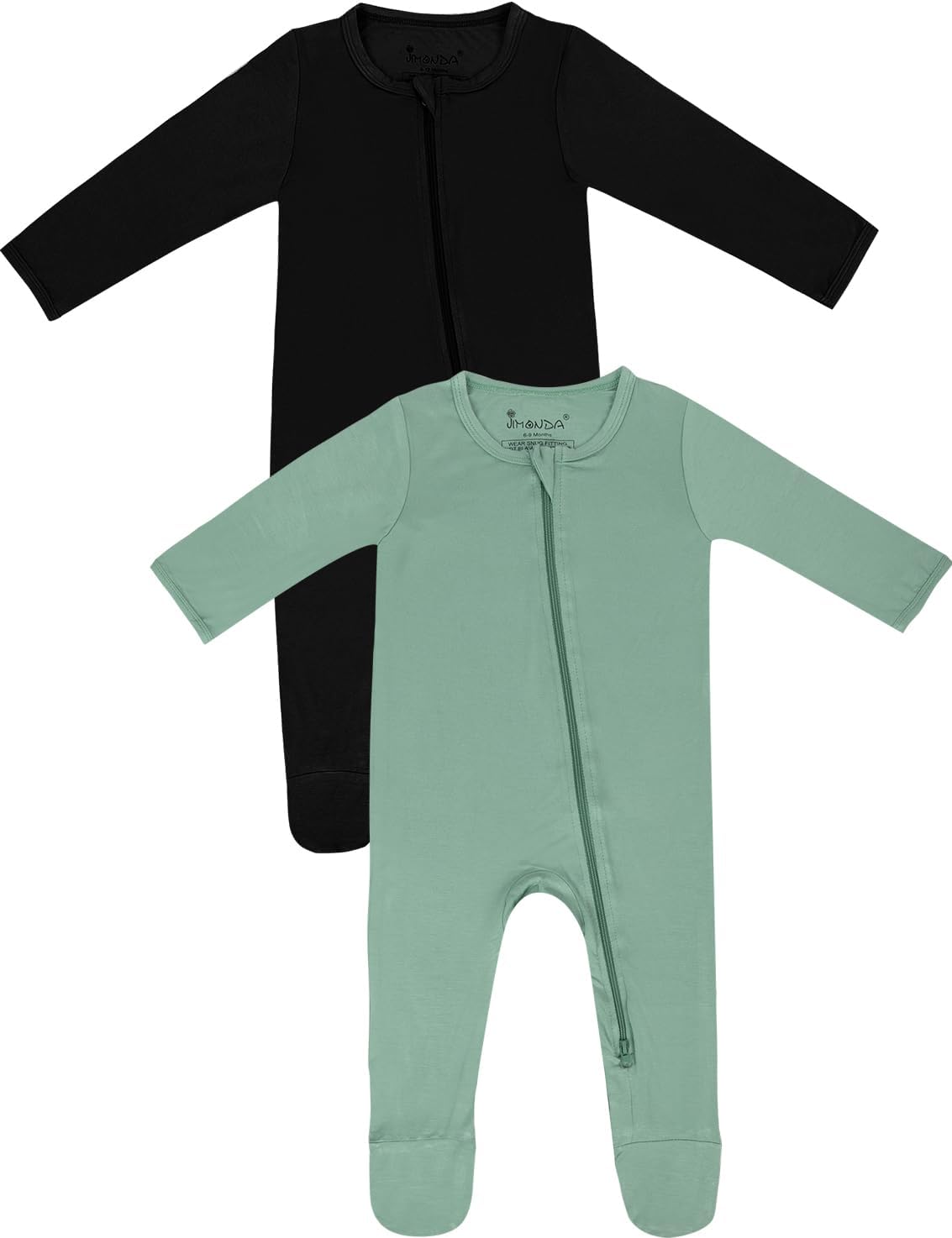 Jimonda Bamboo Baby Pajamas,Unisex Boys Girls One-Piece Footies,Long Sleeve Sleepers 2-Way Zip