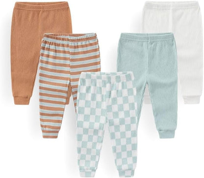 Unisex Baby Boy Girl Pants Sets Cotton Soft Infants Bottoms Casual 5 Pack 0-12 Month Babies'