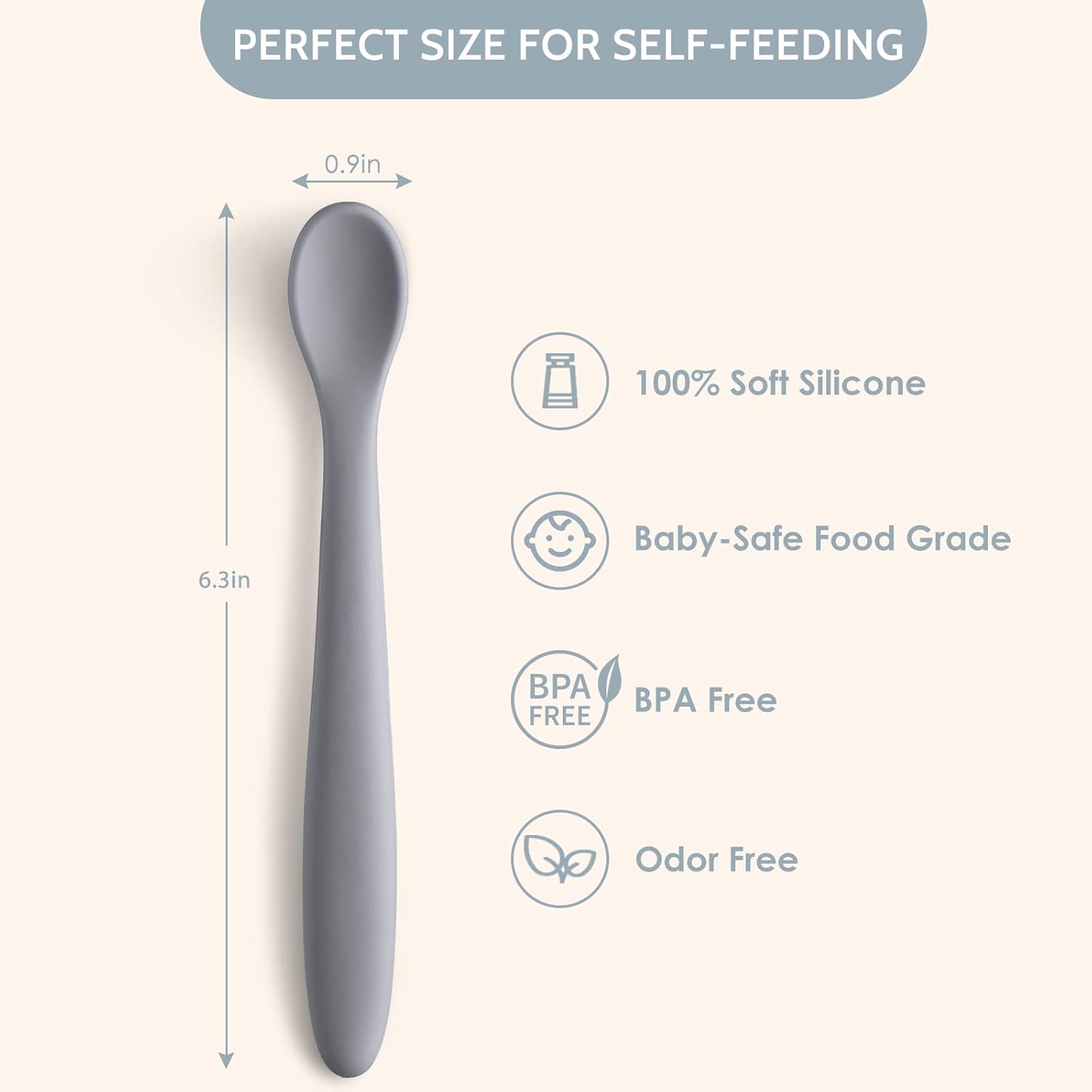 NETANY Silicone Baby Feeding Spoons, First Stage Infant Soft-Tip Easy on Gums I Training Spoon Self