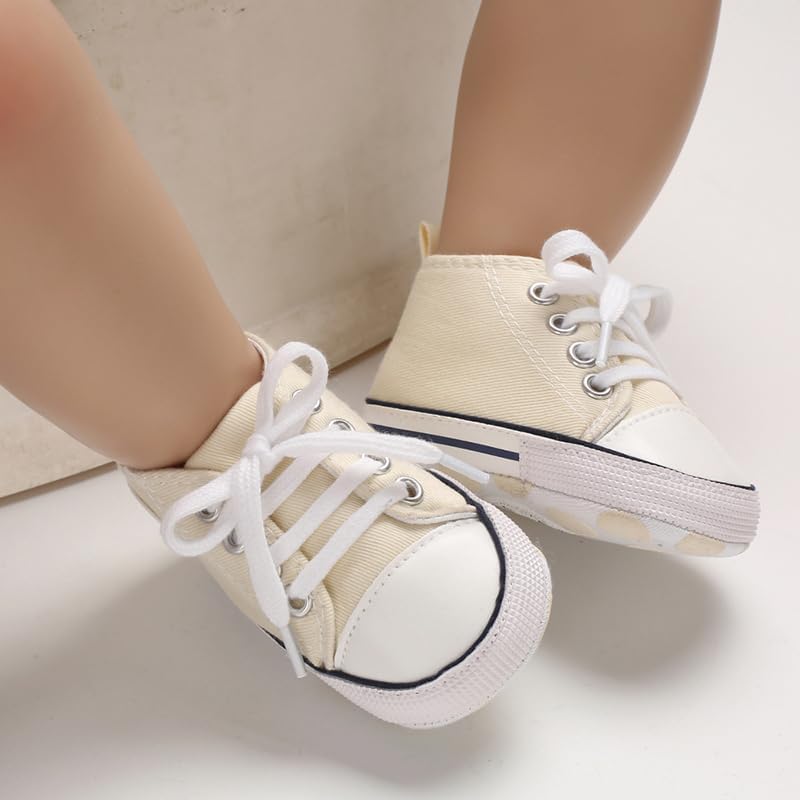 Unisex Baby Girls Boys Canvas High-top Shoes, Newborn Infant Anti-Slip Soft Sole Frist Walking