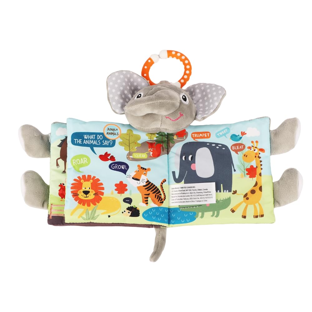 Elephant Baby Books Toys 0-6 Months, Loveys Crinkle Books for Babies,Touch and Feel Infant Toys