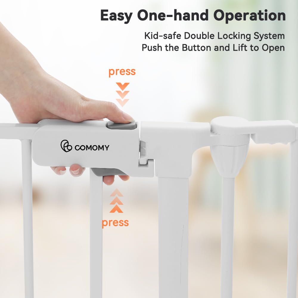 COMOMY 150" Extra Wide Baby Gate With Door - Auto Close Fence Play Area for House Doorways