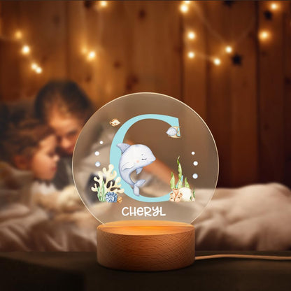callie Acrylic Night Light Name Plate Personalized, Custom Cute Fox Deer Turtle Forest Animal with