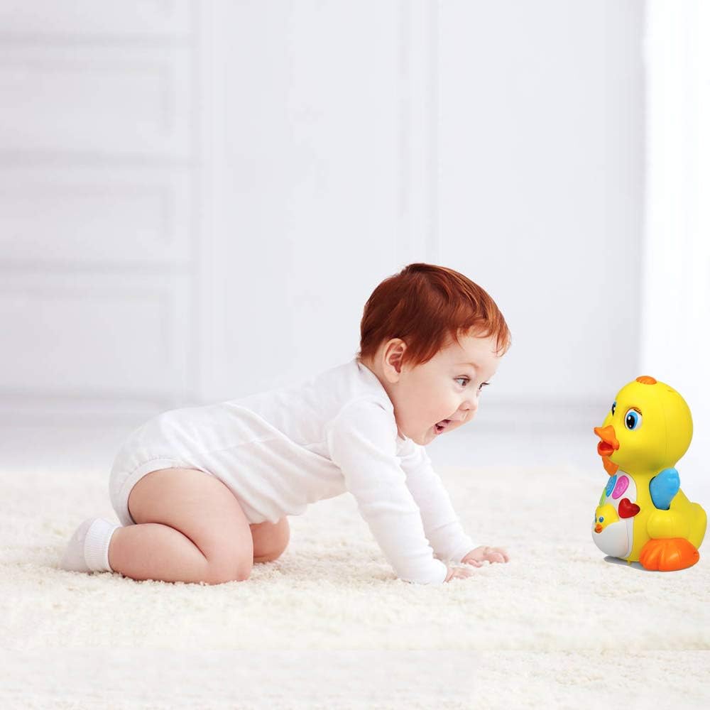 Musical Flapping Yellow Duck Interactive Action Educational Learning Walking Light Up Dancing Toy