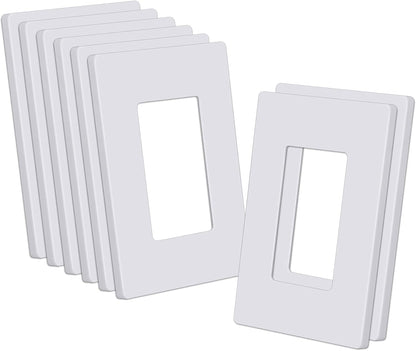 CML Decorator Screwless Wall Plate, 1-Gang Receptacle Outlet Cover, 8 Pack Hidden Screw Smooth Face