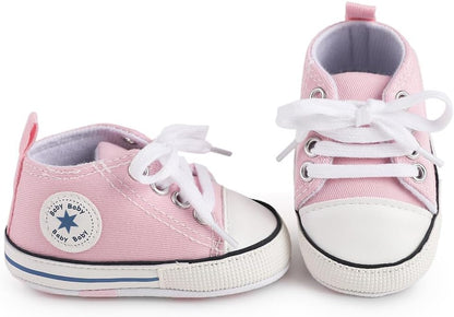 Unisex Baby Girls Boys Canvas High-top Shoes, Newborn Infant Anti-Slip Soft Sole Frist Walking