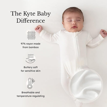 KYTE BABY Unisex Zipper Closure Footies, Rayon Made From Bamboo, 0-24 Months