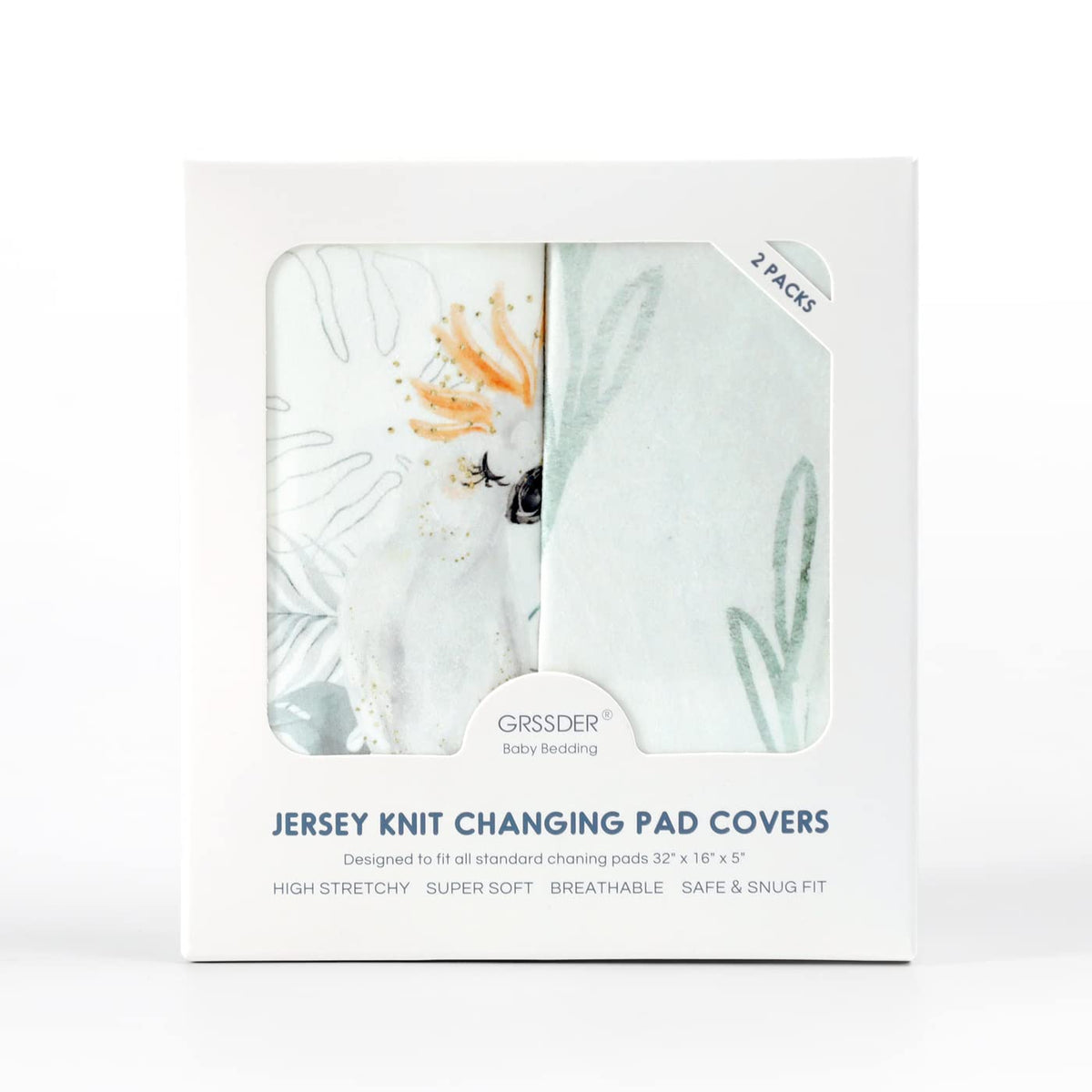 GRSSDER Stretch Ultra Soft Jersey Knit Changing Pad Cover Set 2 Pack, Change Table Pad Covers Fit