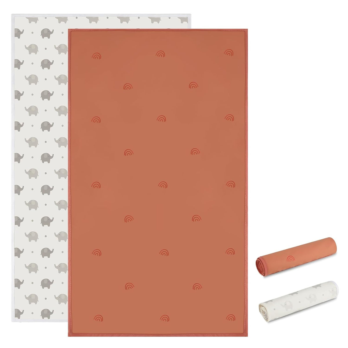 Vegan Leather Baby Changing Mat - Wipeable Portable Changing Pad 2 Pack, Foldable Travel Changing