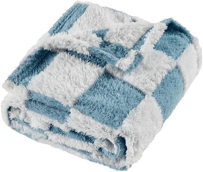 Fleece Baby Blanket for Boys 3D Checkerboard Design, Warm Cozy and Fluffy Infant Newborn Toddler