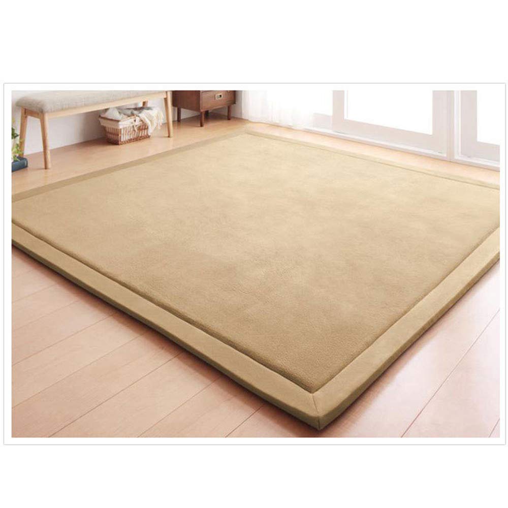 Loartee Coral Velvet Crawling Rug (6'8"x9'8", Brown) for Toddler Children Play Area Rugs Yoga Mat