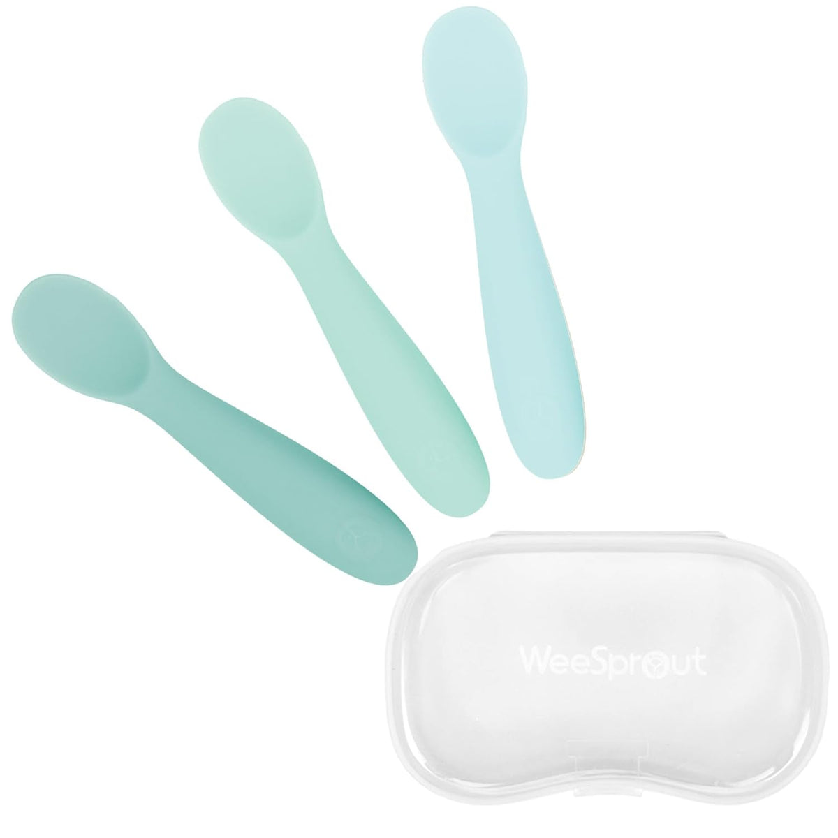WeeSprout Baby Spoons for Self Feeding 6 Months +, Soft & Durable Silicone Utensils for Sensitive