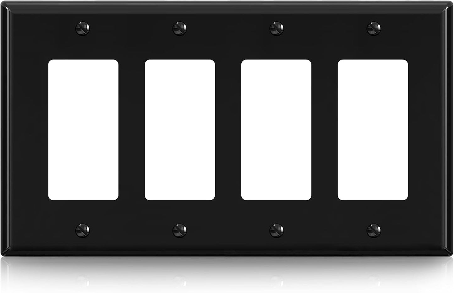 ELEGRP 4-Gang Decorative Wall Plates, Mid-Size 4.88" H x 8.57" L Unbreakable Thermoplastic