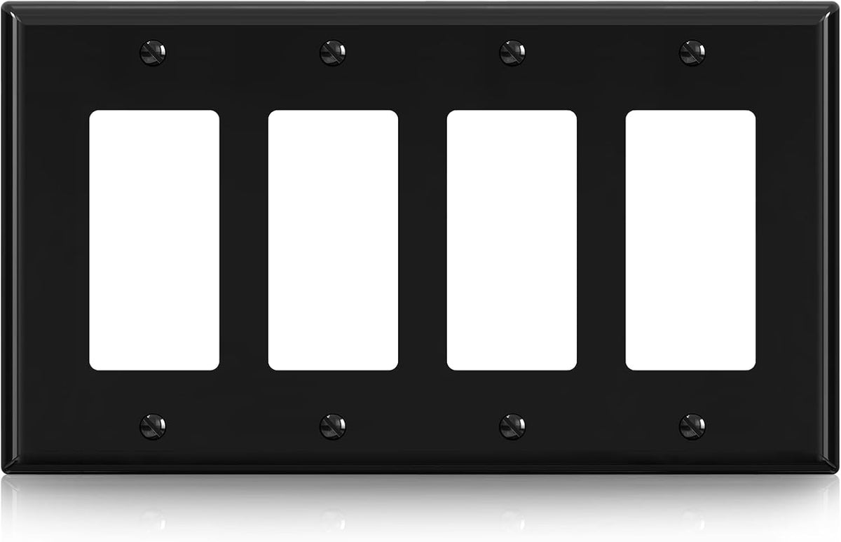 ELEGRP 4-Gang Decorative Wall Plates, Mid-Size 4.88" H x 8.57" L Unbreakable Thermoplastic