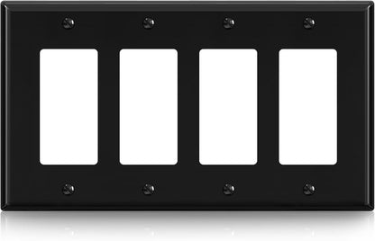 ELEGRP 4-Gang Decorative Wall Plates, Mid-Size 4.88" H x 8.57" L Unbreakable Thermoplastic