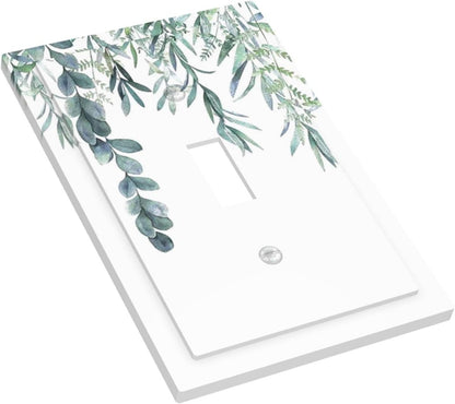 Eucalyptus Leaves Greenery Vine Flowers Simplicity Decorative Light Switch Cover 1 Gang Single