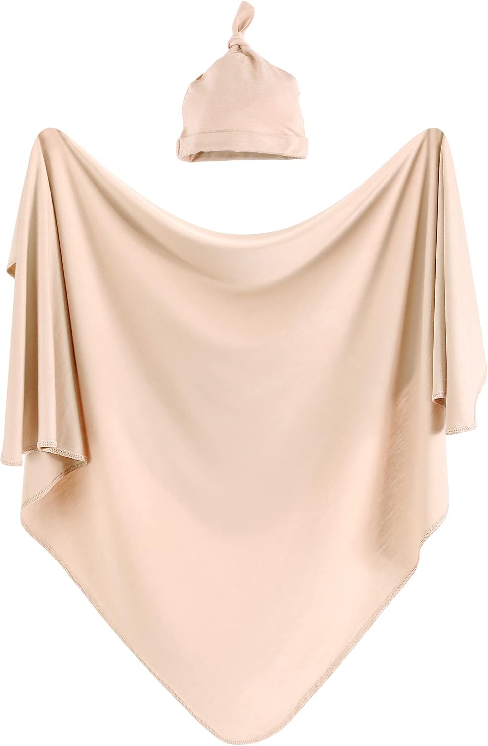 iEvolve Cotton Knitted Baby Swaddle Blanket with Hat Headband Set Newborn Swaddle Wrap Receiving