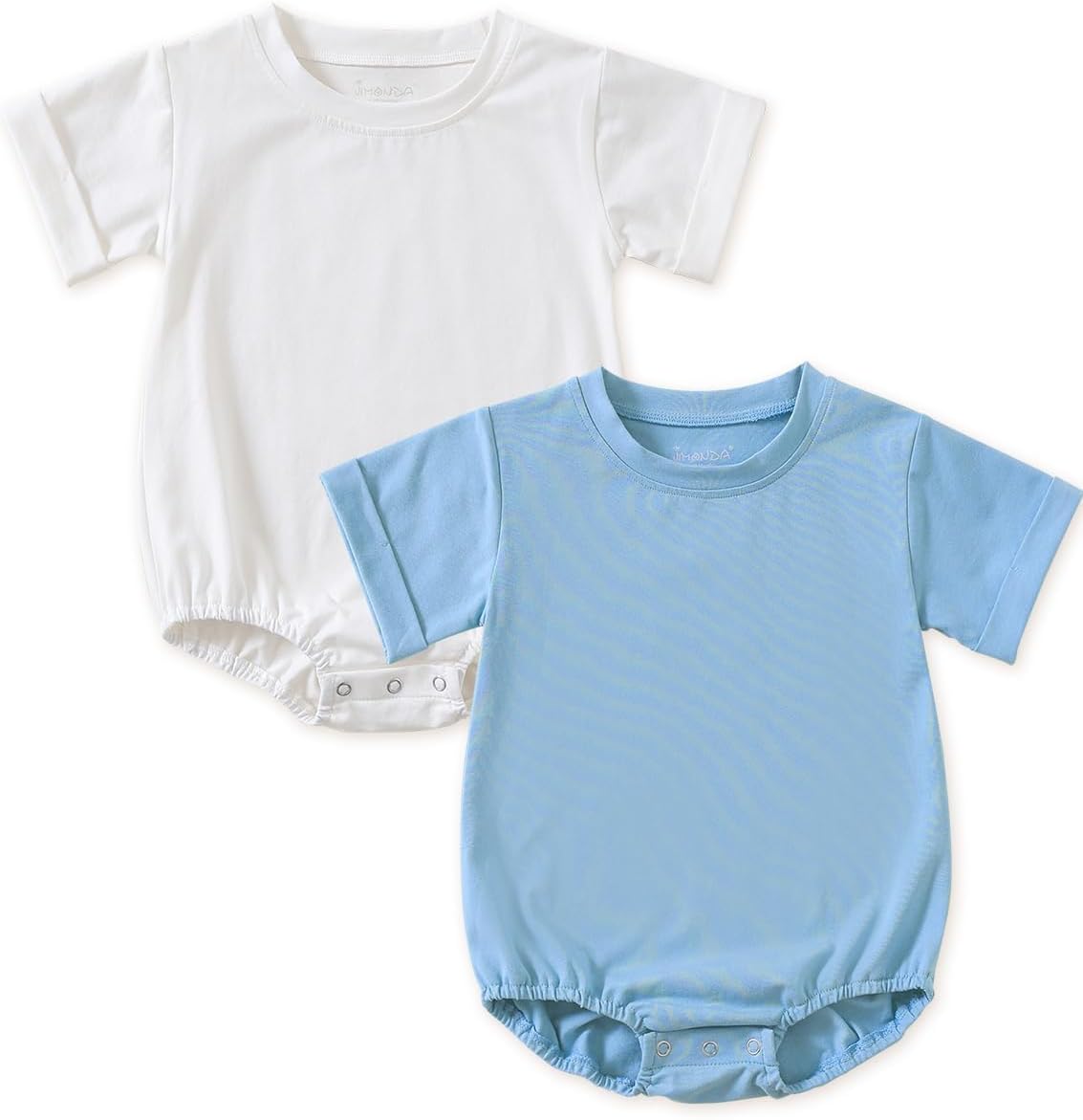Jimonda Baby Bubble Romper Boy Girl Solid Color T-Shirt Outfits Short Sleeve Bodysuit Organic