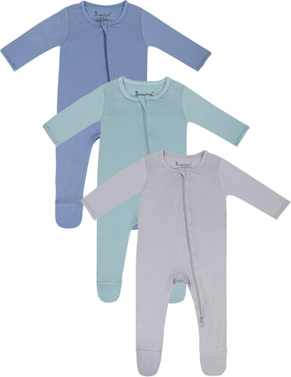 Jimonda Baby Romper Boys Girls Bamboo Pajamas 2-Way Zipper Footed Unisex Zip-Up Sleepers Sleep and