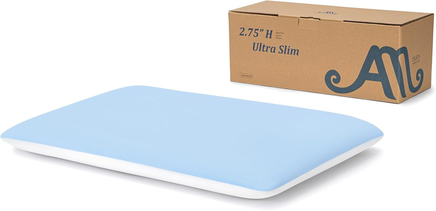 AM AEROMAX 2.75 Inches Standard Size Hyper Slim Memory Foam Pillow for Stomach and Back Sleepers