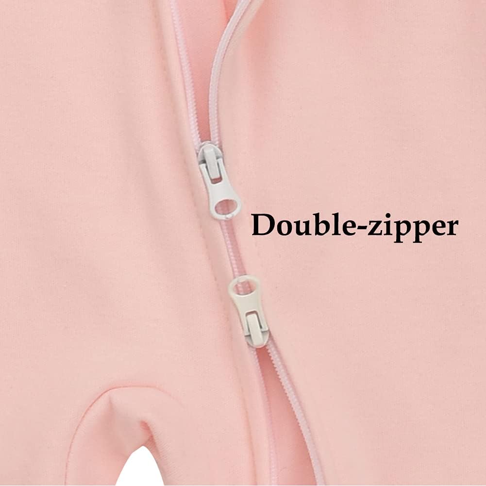 Aablexema Baby Footie Pajama with Mitten Cuffs, Double Zipper Infant Cotton clothes Sleeper Pjs