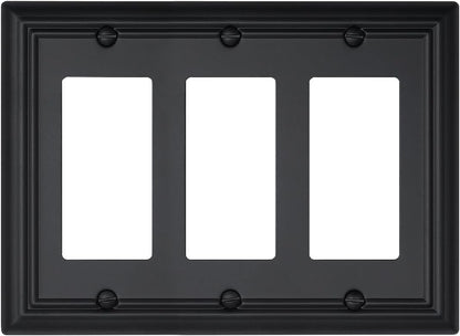1-Pack Black Triple Decorator Outlet Covers, 3 Gang Wall Plates for Receptacle, GFCI Outlet, Dimmer