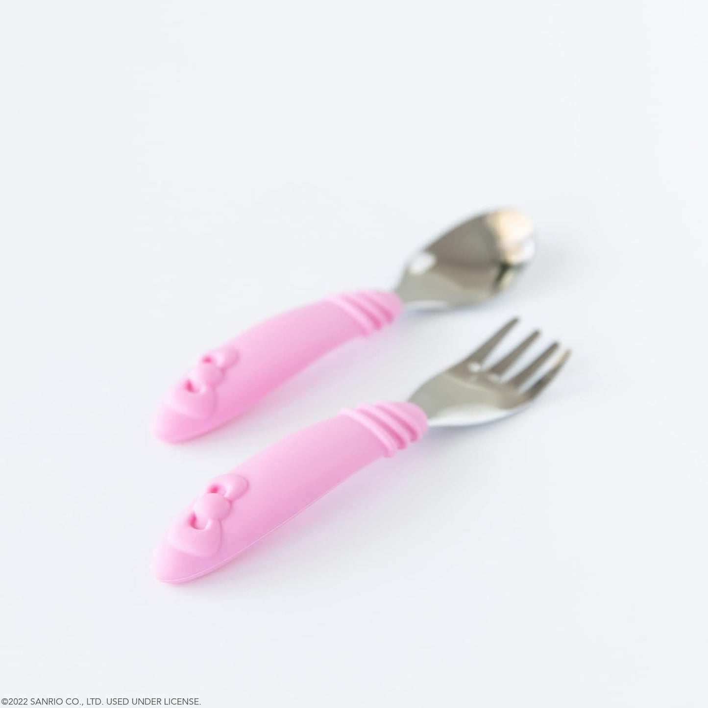 Bumkins Toddler Utensils, Kids Size Fork and Spoon Set, Silicone and Stainless-Steel Training