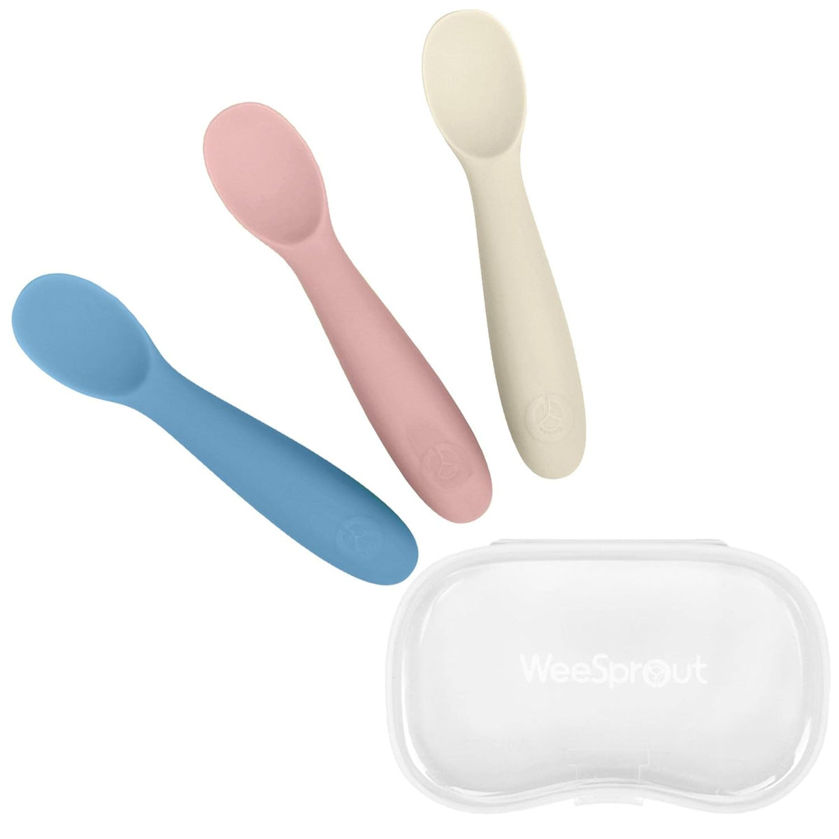 WeeSprout Baby Spoons for Self Feeding 6 Months +, Soft & Durable Silicone Utensils for Sensitive