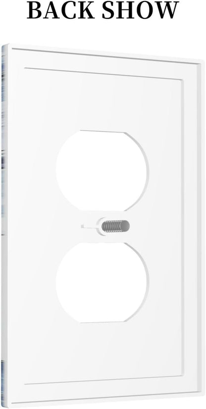 Outlet Covers White Marble Navy Blue Line Fluid 1 Gang Duplex Light Switch Cover Decorative Switch