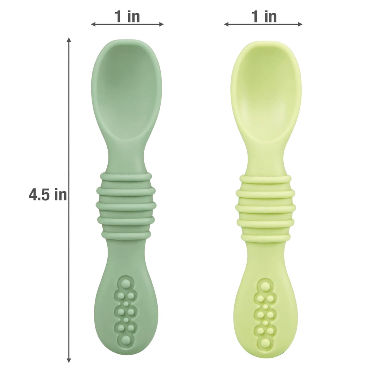 PandaEar 6 Pack Silicone Baby Spoons - Self Feeding Utensils 6-12 Months - Infant Spoons First