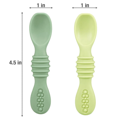 PandaEar 6 Pack Silicone Baby Spoons - Self Feeding Utensils 6-12 Months - Infant Spoons First