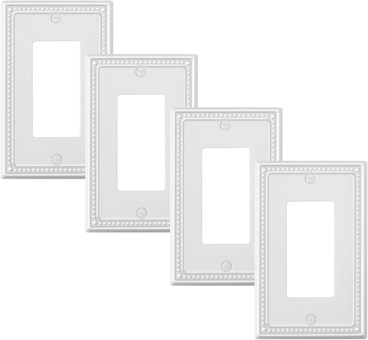 4-Pack Decorator Outlet Cover Plate, Decorative Switch Plates and Outlet Covers, Pure White Metal