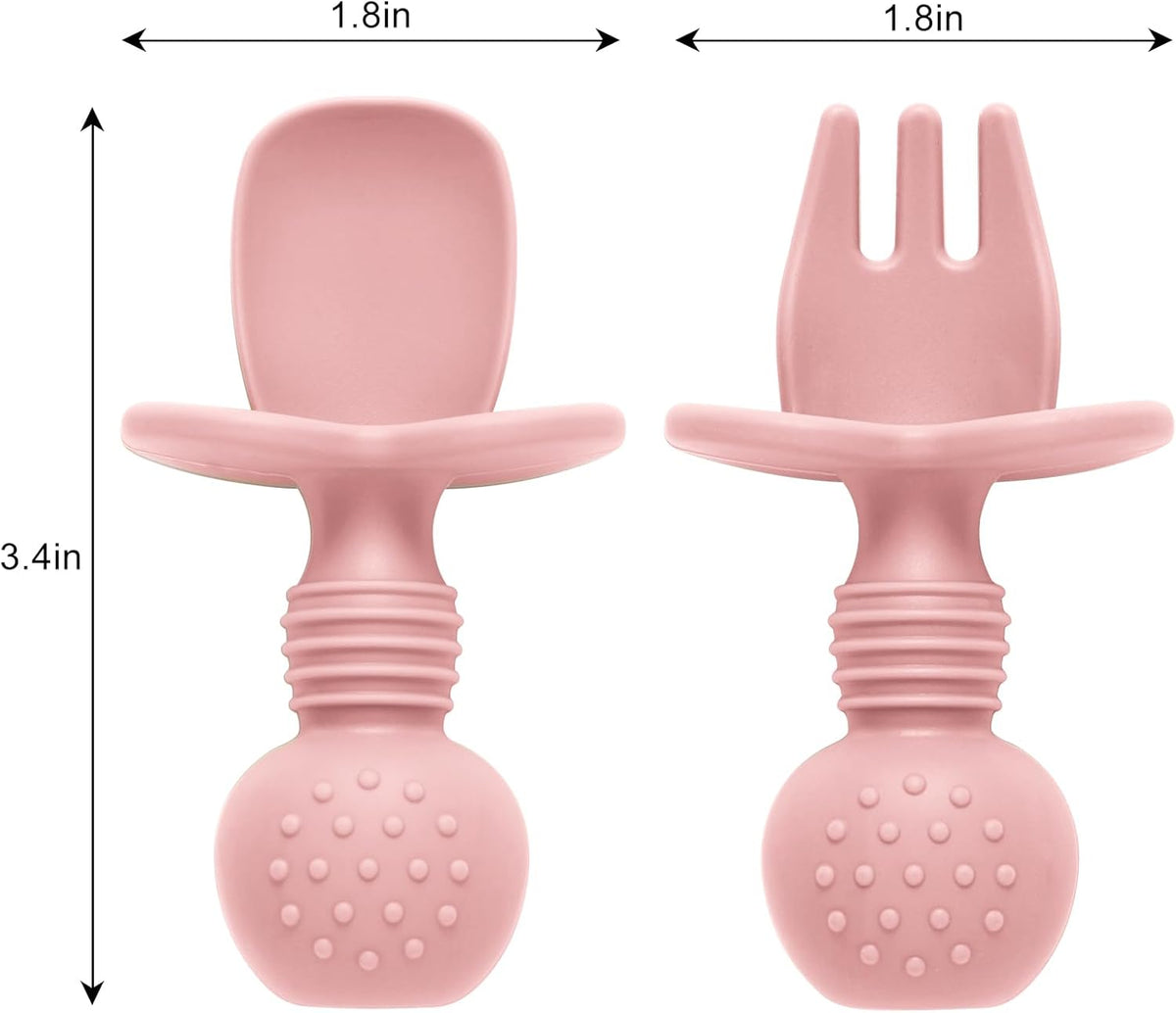 6 Pack Baby Spoons and Forks Set, Silicone Baby Spoons Self Feeding 6 Months for Toddler