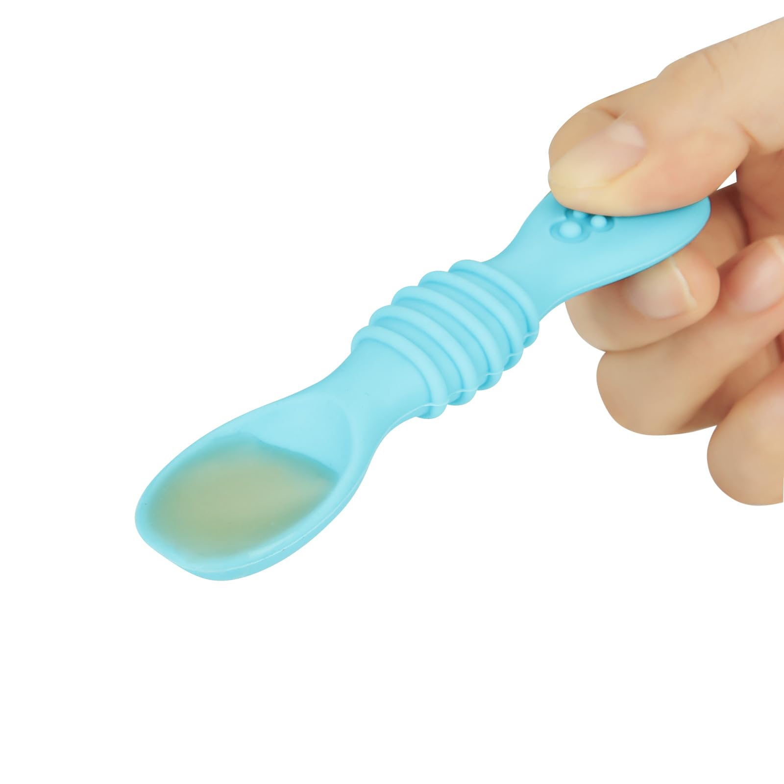 PandaEar 6 Pack Silicone Baby Spoons - Self Feeding Utensils 6-12 Months - Infant Spoons First