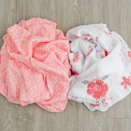 GRACED SOFT LUXURIES Premium Muslin Baby Swaddle Blankets 2 Pack | Large 47 x 47 inch | 100% Cotton