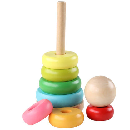 GEMEM Stacking Rings Toy Wooden Rainbow Stacker