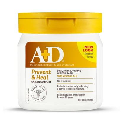 A+D Original Diaper Rash Ointment, Prevents & Protects Diaper Rash, Moisturizes & Heals Dry Skin