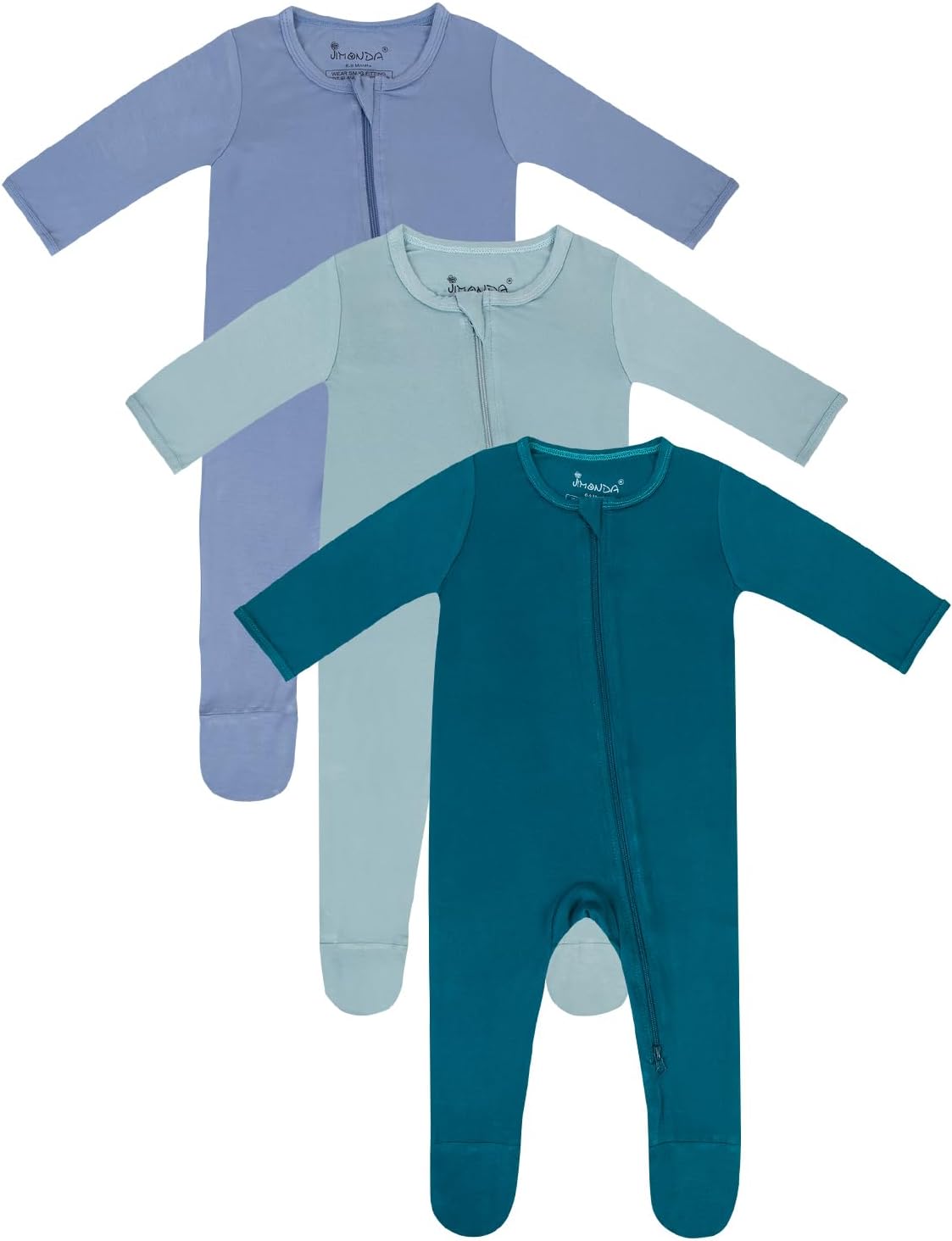 Jimonda Baby Romper Boys Girls Bamboo Pajamas 2-Way Zipper Footed Unisex Zip-Up Sleepers Sleep and