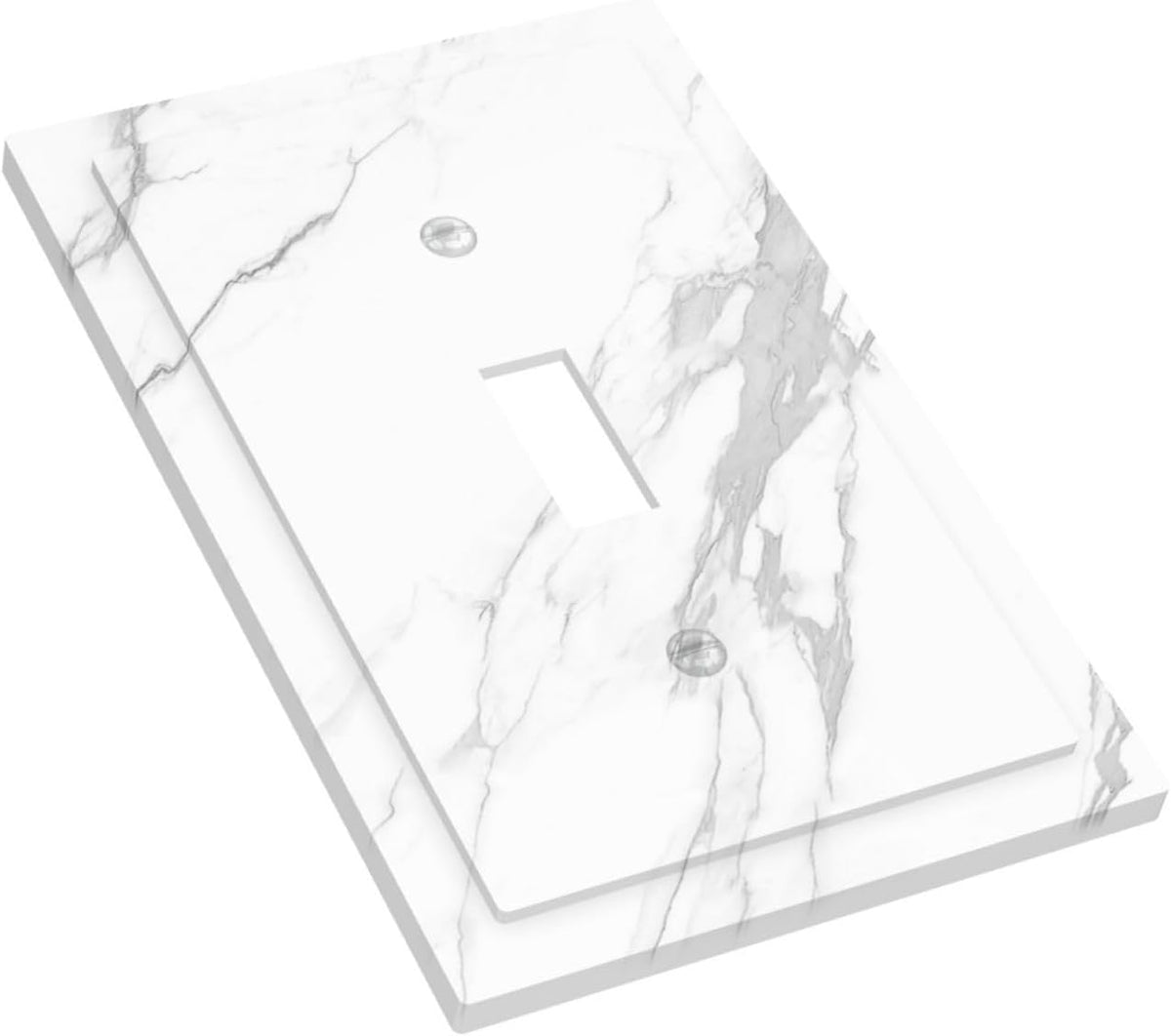 Decorative Light Switch Cover Modern White Gray Marble 1 Gang Single Toggle Device Electrical