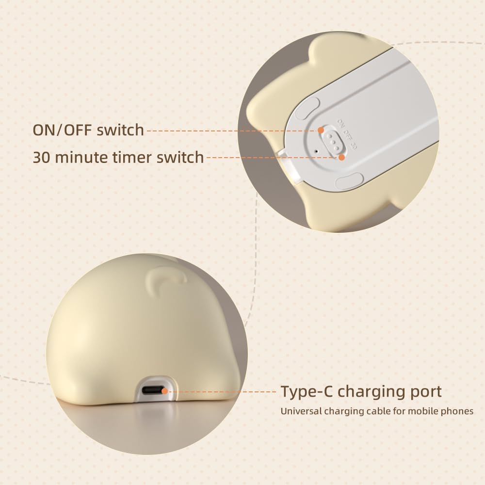 Cute Puppy Night Light for Baby Kids - Rechargeable Touch Control Night Light with 3 Brightness