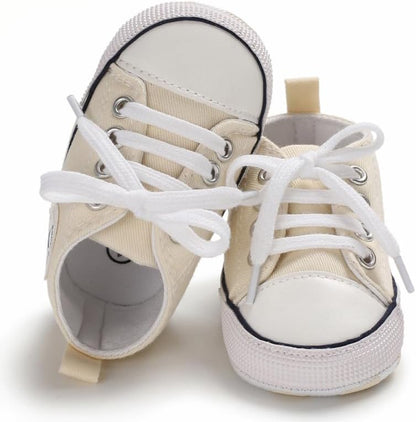 Unisex Baby Girls Boys Canvas High-top Shoes, Newborn Infant Anti-Slip Soft Sole Frist Walking