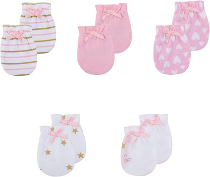 5 Pack Unisex New Born Boy Girls No Scratch Mittens Cotton Soft Baby Gloves Accessory 0-3 Months