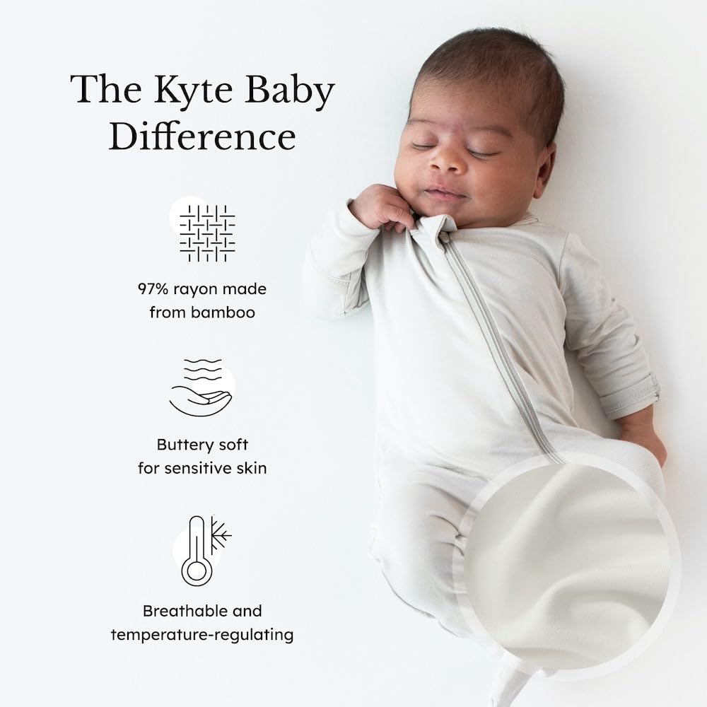 KYTE BABY Unisex Zipper Closure Footies, Rayon Made From Bamboo, 0-24 Months