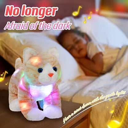 Glow Guards 14'' Light up Musical Kitty Stuffed Animal Soft Realistic Cat Plush Toy with LED Night