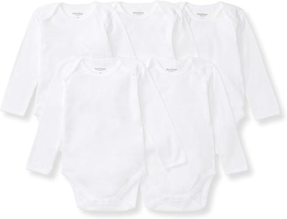 Burt's Bees Baby Unisex Organic Cotton Short and Long Sleeve Bodysuits, 5-Pack