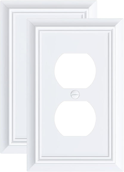 2-Pack Duplex Outlet Cover Plate, Decorative Pure White Switch Plates and Outlet Covers, Natural